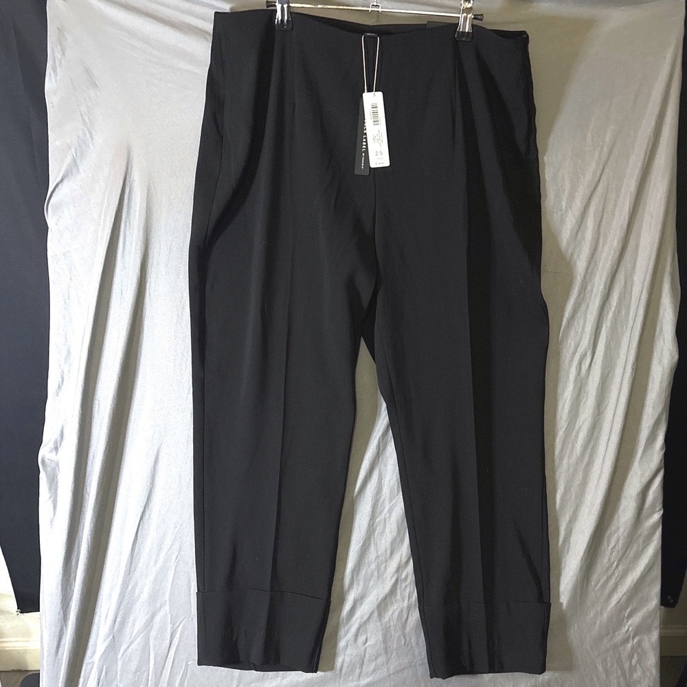 Chico's Black Label High Cuff Slim Trouser 2.5 Black Quiet Luxury Office Classy